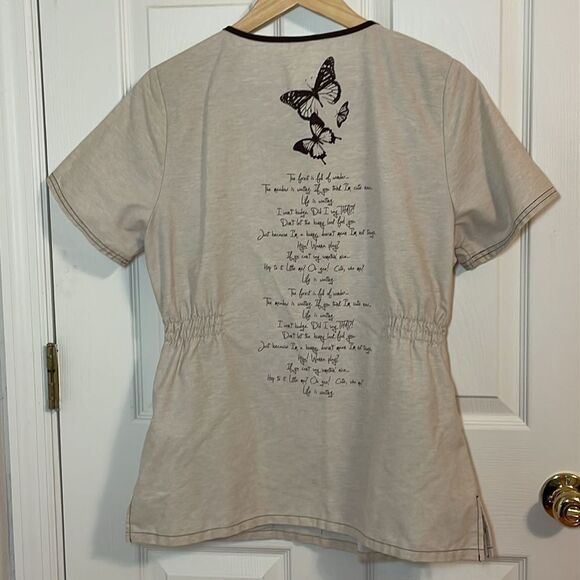 Disney Bambi Thumper Scrub To, Beige, butterflies, Medium - Picture 6 of 7